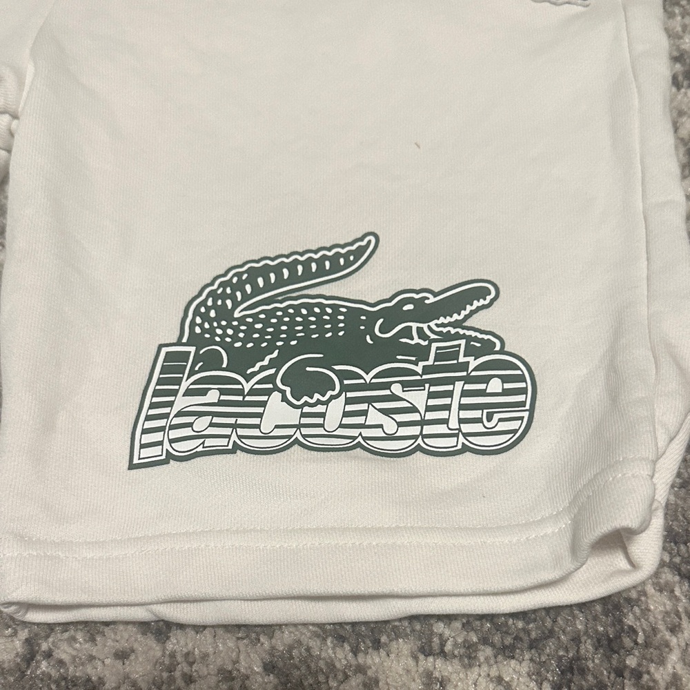 Lacoste youth boys cream color logo Cotton Shorts - Picture 3 of 4